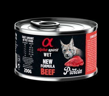 Повнораціонний вологий корм Alpha Spirit Beef Protein з яловичиною для дорослих котів 200 г (as311261) as311261 фото
