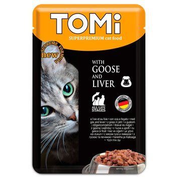 TOMi Superpremium Goose Liver ТОМІ ГУСАК ПЕЧІНКА консерви для котів, вологий корм, пауч 100г 465196 фото