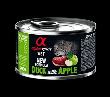 Повнораціонний вологий корм Alpha Spirit Duck with Green Apple з качкою та зеленими яблуками для дорослих котів 200 г as311490 фото