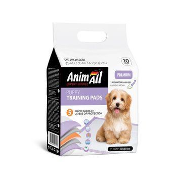 Пелюшки AnimAll Puppy Training Pads для собак і цуценят, з ароматом лаванди, 60&times;60 см, 10 шт 147962 фото