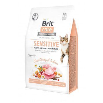 Сухий корм Brit Care Cat GF Sensitive HDigestion & Delicate Taste для котів з чутливим травленням, індичка та лосось, 400 г 8595602540716 фото