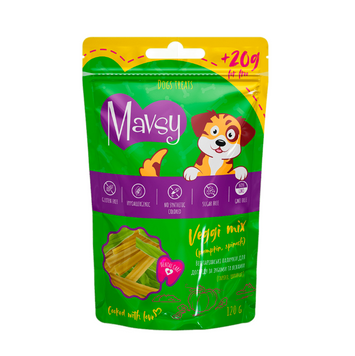 Mavsy-LSDC03+LSDC04 Dental Care Veggi Stick Mix(pumpkin spinach), 120 g / Мавси, Вегетаріанські палички для догляду за зубами та яснами собак (морква, гарбуз, шпинат мікс), 120 г LSDC03 фото