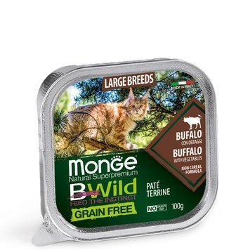 Вологий корм Monge Cat Bwild Grain Free Wet з м'ясом буйвола для котів великих порід 70012850 фото
