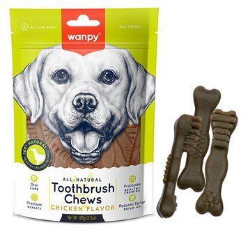 Wanpy Toothbrush Chews Chicken ВАНПІ ЗУБНА ЩІТКА жувальні ласощі зі смаком курки для собак DB-13 фото