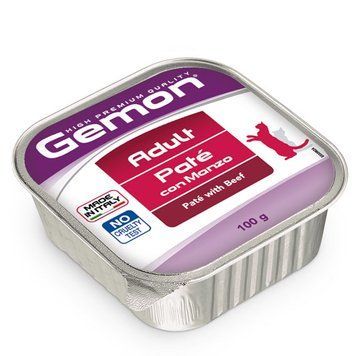 Вологий корм Gemon Cat Adult для дорослих котів, шматочки з яловичиною 70300827 фото