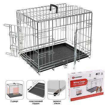 Flamingo Wire Cage Keo Silver ФЛАМІНГО КЕО СІЛЬВЕР КЛІТКА 2-х дверна для собак 1030062 фото
