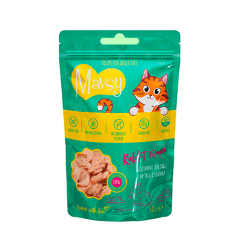 Mavsy-Mini Rabbit Rings, 50 g / Мавси, Дієтичні ласощі для котів з м'яса кролика, 50 г LSCJ08 фото