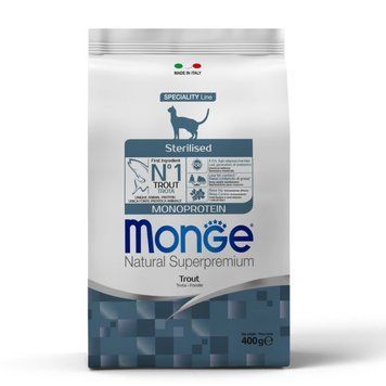 Сухий корм Monge Cat Monoprotein Sterilised для стерилізованих кішок з Фореллю 70005463 фото