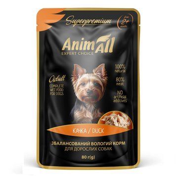 AnimAll АнімАлл вологий корм Качка для собак, пауч, 80г 184396 фото