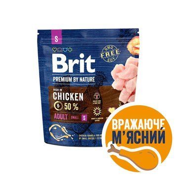 Корм сухий Brit Premium Dog Adult S для дорослих собак дрібних порід вагою 1-10 кг з куркою 1 кг 1111150947 фото