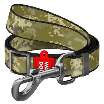 Повідець для собак з нейлону регульований WAUDOG Nylon малюнок "Мілітарі", розмір L-XXL, Ш 25 мм, Д 152-183 см 372-4026 фото