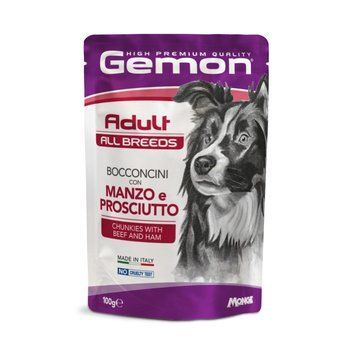 Вологий корм Gemon Dog Adult для дорослих собак, шматочки з яловичиною та шинкою 70300605 фото