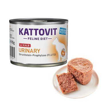 Kattovit Veterinary Urinary Veal КАТТОВІТ УРІНАРІ ТЕЛЯТИНА повнораціонний беззерновий вологий дієтичний корм для котів із захворюваннями нижніх сечовивідних шляхів, банка 185г 78046 фото