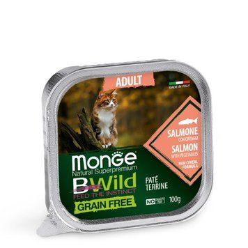Вологий корм Monge Cat Bwild Grain Free Wet з лососем та овочами для дорослих котів 70012881 фото