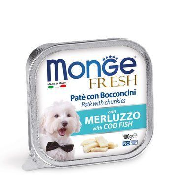 Паштет Monge Dog Wet FRESH зі шматочками м&rsquo;яса Тріски 70013109 фото
