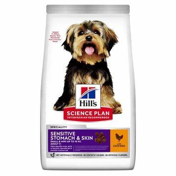 Hill&rsquo;s SCIENCE PLAN Adult Sensitive Stomach&Skin Small&MIni Сухий корм при чутливому шлунку та шкірі для дорослих малих і мініатюрних собак, з куркою, 1,5 кг 604247 фото