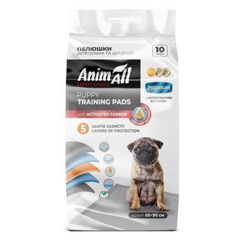 Пелюшки AnimAll Puppy Training Pads для собак і цуценят, з активованим вугіллям, 60&times;90 см, 10 шт 170421 фото
