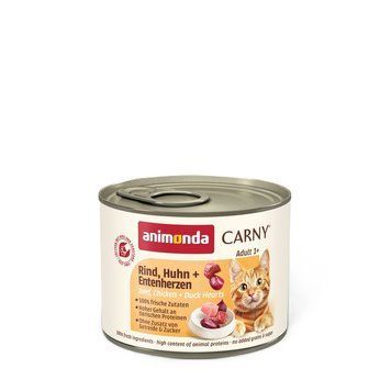 Вологий корм Animonda Carny для дорослих котів, з яловичиною, куркою та качиними серцями, 200 г 4017721837064 фото
