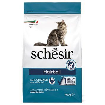 Schesir Cat Hairball ШЕЗІР ДЛЯ ВИВЕДЕННЯ ШЕРСТІ сухий монопротеїновий корм для котів з довгою шерстю ШКВВШ0.4 фото