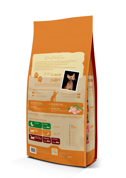 ARATON Outdoor Adult All Breeds Сухий корм з куркою та індичкою для дорослих котів 15 кг ART47475 фото