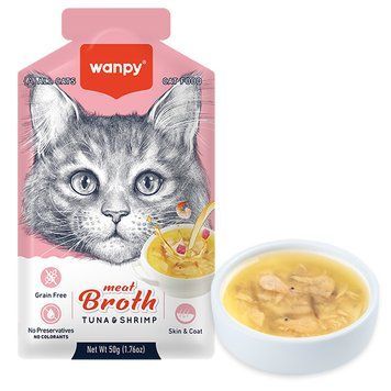 Wanpy Meat Broths Tuna&Shrimp ВАНПІ СУП З ТУНЦЕМ І КРЕВЕТКАМИ беззерновий рідкий корм для котів, пауч 50г RAC-62 фото