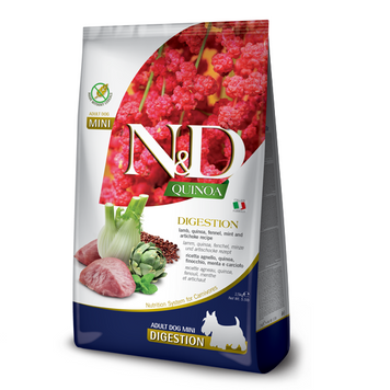 Сухий дієтичний корм Farmina N&D Quinoa Digestion для дорослих собак дрібних порід у разі порушень травлення ягням та кіноа, 2,5 кг 183676 фото