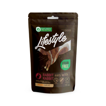Ласощі для собак, сушені кролячі вуха з кролятиною, Nature's Protection Lifestyle Snack For Dogs Dried Rabbit Ears With Rabbit 75г SNK46140 фото