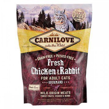 Сухий корм Carnilove Fresh Chicken & Rabbit для дорослих котів, курка та кролик, 400 г 8595602527373 фото