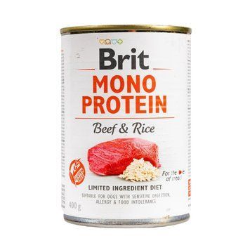 Вологий корм Brit Mono Protein Beef & Rice для собак, з яловичиною та рисом, 400 г 8595602555345 фото