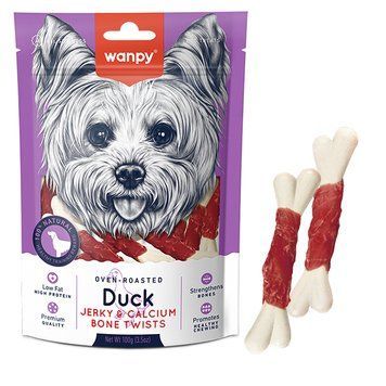 Wanpy Duck Jerky & Calcium Bone Twists ВАНПИІ КІСТКА З В&rsquo;ЯЛЕНОЮ КАЧКОЮ ТА КАЛЬЦІЄМ ласощі для собак DE-08H фото