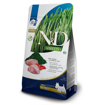 Сухий беззерновий корм Farmina N&D Spirulina для дорослих собак дрібних порід з ягням, спіруліною та ягодами годжі, 2 кг 177875 фото