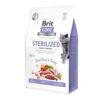 Сухий корм Brit Care Cat GF Sterilized Weight Control для стерилізованих котів з надмірною вагою, качка та індичка, 400 г 8595602540808 фото