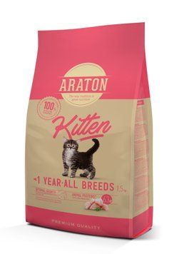 Повноцінний сухий корм для кошенят ARATON kitten 1,5кг ART45644 фото