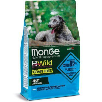 Сухий беззерновий корм Monge Dog BWild Grain Free з анчоусом для собак усіх порід 70004701 фото