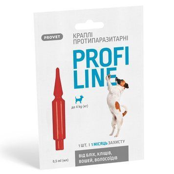 Краплі Provet Profiline для собак до 4 кг, 1 піпетка 0,5 мл 4823082431090 фото