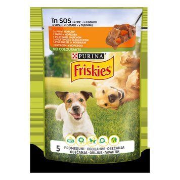 Вологий корм FRISKIES Adult для дорослих шматочки у підливці з куркою та морквою 100г 7613035800847 фото
