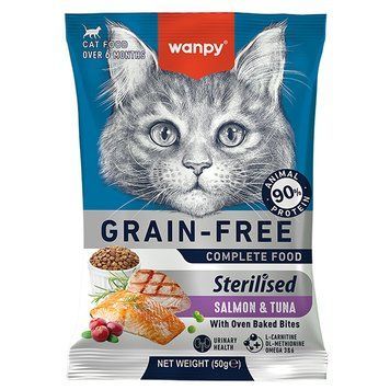 Сухий беззерновий корм Wanpy Sterilized Cat Grain Free Salmon & Tuna для стерилізованих котів CFF-04-0,05 фото