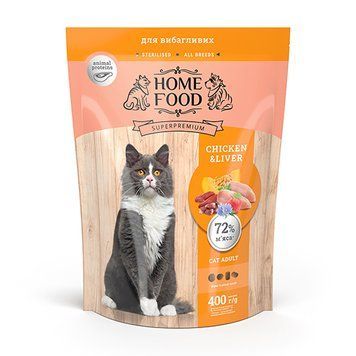 Сухий корм для дорослих котів &laquo;Chicken & Liver&raquo; CAT ADULT Для вибагливих 400 г 3108004 фото