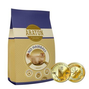 ARATON Adult No Hairball Cухий корм для виведення шерсті у дорослих котів 15 кг ART24136 фото
