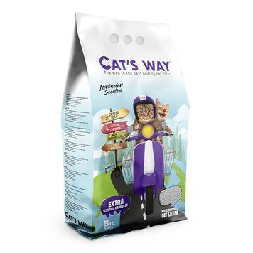 Бентонітовий наповнювач CAT'S WAY лаванда + фіолет. гранули, 5л 5л CATS WAY Фиолет фото
