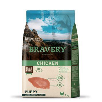 BRAVERY Chicken Puppy Large/Medium,сухий корм для цуценят cередніх та великих порід,з куркою 4kg 04PE004000.0020.0096 фото