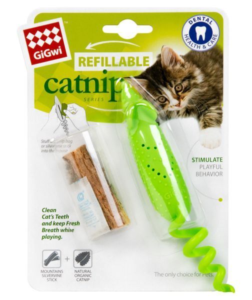 Іграшка для котів Мишка гумова GiGwi Refillable Catnip, гума, 16,5 см 2347 фото