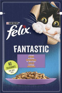 Вологий корм FELIX Fantastic для дорослих Для всіх порід шматочки&nbsp;в желе з ягням 85г 7613039838969 фото