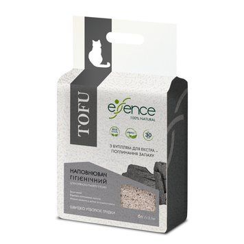 Наповнювач тофу Essence для котячого туалету, 1-4 мм, з вугіллям, 6л 4820261920048 фото