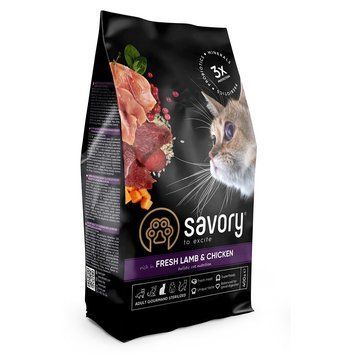 Сухий корм Savory Adult Cat Steril Fresh Lamb & Chicken для стерилізованих котів 4820232630105 фото