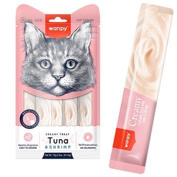Wanpy Creamy Lickable Treats Tuna & Shrimp ВАНПІ ТУНЕЦЬ З КРЕВЕТКАМИ рідкі ласощі для котів RAC-50 фото