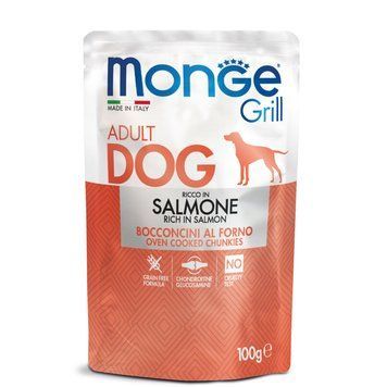 Вологий корм Monge Dog Grill для дорослих собак, з лососем у желе 70013123 фото