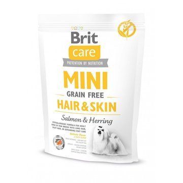 Сухий корм Brit Care GF Mini Hair & Skin для собак мініатюрних порід, для шкіри та шерсті, з лососем та оселедцем, 400 г 8595602520237 фото