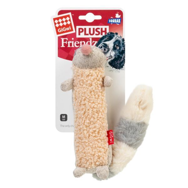 Іграшка для собак Єнот з пищалкою GiGwi Plush Friendz, текстиль, 17 см 75310 фото