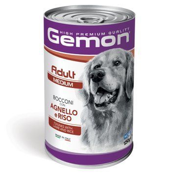 Вологий корм Gemon Dog Medium Adult для дорослих собак середніх порід, шматочки з ягнятиною та рисом 70387910 фото